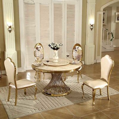 Hotel Glass Round Circle Event Wedding Tables And Chairs Stainless Steel Frame