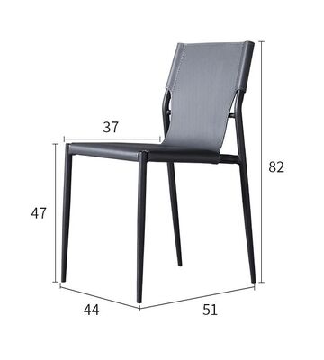 150kg Leather Metal Frame Dining Chairs 16 Inch Seat Height Carbon Steel Frame Dining Chair