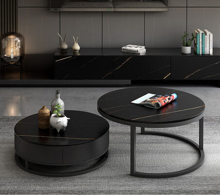 80x80cm Round Luxury Center Tables Design Metal Black Combination