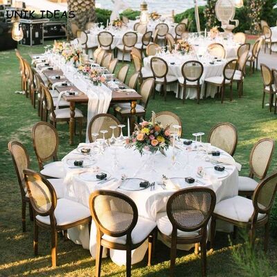 Hall Wedding Banquet Chairs For Rental Round Cane Back Wooden Louis 50x55x91cm