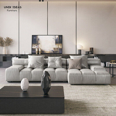 80 Inch 96 Inch Grey Leather Corner Sectional Sofa Small Couch Chaise 4 Seater