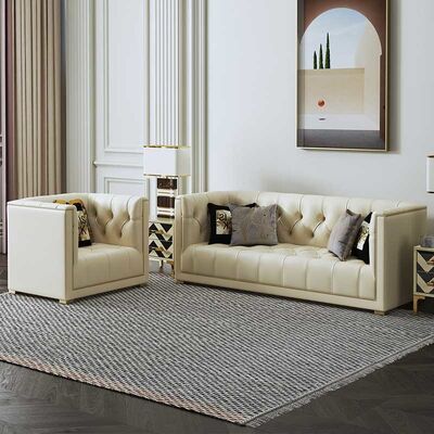 3 Piece White Living Room Sectional Sofa Sleeper Nordic Genuine Leather Villas Home