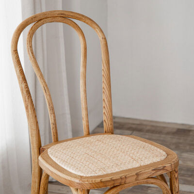Stackable Nordic Dining Chair Solid Wood Balcony Rattan Dining Chair