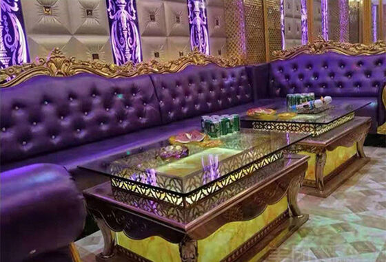 Leather Lounge Club Sofa Set Long Bench Booth Seating Colorful