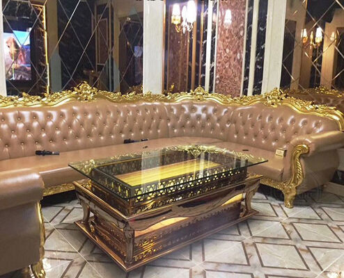 Customized Blue Paint Bar Sofa Set Metal Velvet Sponge Material