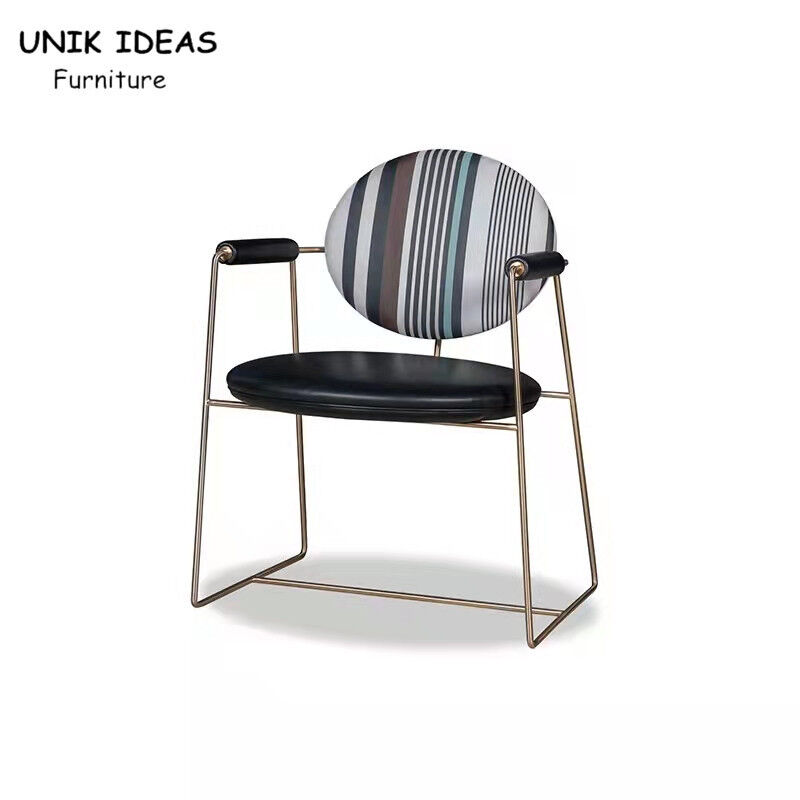 Stainless Steel Metal Frame Dining Chairs With Arms Minimalist 66x57x83cm