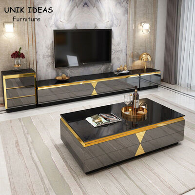 ভালো দাম Stainless Steel Luxury Gold Coffee Square Table 40cm Height Italian Marble Top অনলাইন