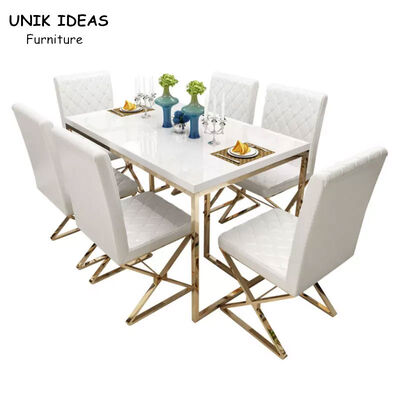 ভালো দাম Rectangular Shape Dining Room Table And Chair Set Tempered Glass Beauty Type অনলাইন