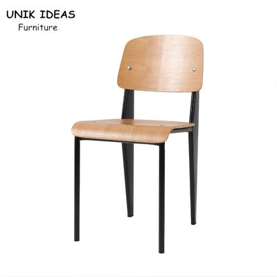 ভালো দাম Industrial Style Black Metal Frame Dining Chairs Plywood Seat Restaurant Dining Chair অনলাইন