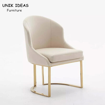 ভালো দাম Eco Friendly Beige Leather Dining Chair Luxury Gold Stainless Steel Metal Frame Leg অনলাইন