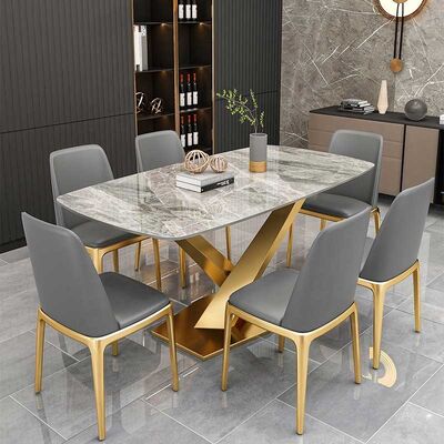 ভালো দাম Slate Rectangular OEM Luxury Dinner Table And 6 Chairs For Home Furniture অনলাইন