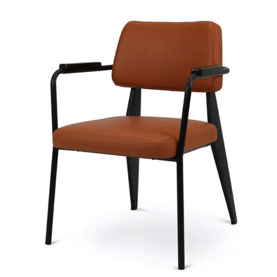 ভালো দাম Powder Coat Metal Frame Restaurant Chairs Modern Simple Armchair Soft Leather অনলাইন