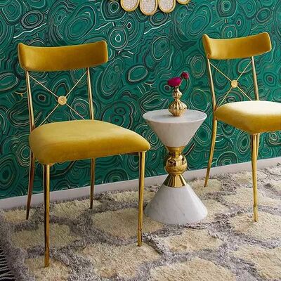 ভালো দাম Velvet Banquet Metal Frame Dining Chairs Modern Design Elegant Leisure অনলাইন