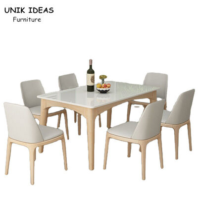ভালো দাম Nordic 6 Seater Luxury Marble Dining Table Set Scratch Resistant Customized Size অনলাইন