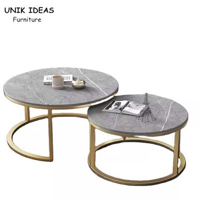 ভালো দাম Double Round Luxury Center Tables Gold Stainless Steel Leg Marble Top অনলাইন