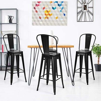 ভালো দাম Restaurant High Bistro Table And Stools Outdoor Modern Black Metal Stackable Style অনলাইন