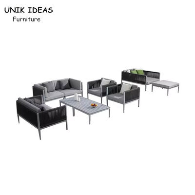ভালো দাম Modern Simple Sofa Set Design Aluminum Frame Rope Waterproof Outside Garden Sofa অনলাইন