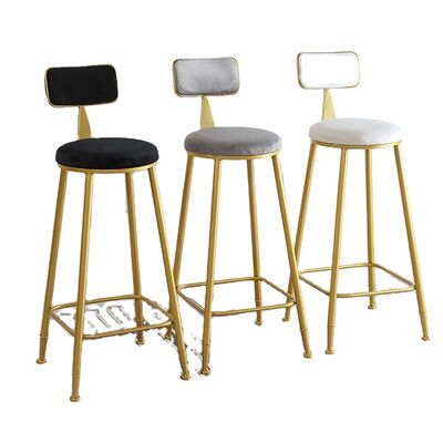 ভালো দাম Hot Sale Nordic Tall Cheap Counter Furniture Gold Metal Velvet Back Luxury Kitchen Modern High Stool Bar Chairs for Bar Table অনলাইন