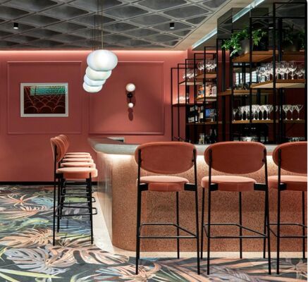 ভালো দাম নতুন আগমন পাইকারি সস্তা আধুনিক ডিজাইন বেসমেট ফ্যাব্রিক ডাইনিং চেয়ার উচ্চ বার চেয়ার অনলাইন