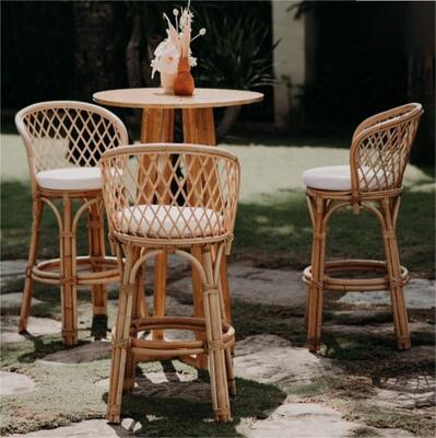 ভালো দাম Nordic Rattan High bar Table and Chair Cafe Restaurant Creative Retro  Backrest Rattan bar Stool অনলাইন