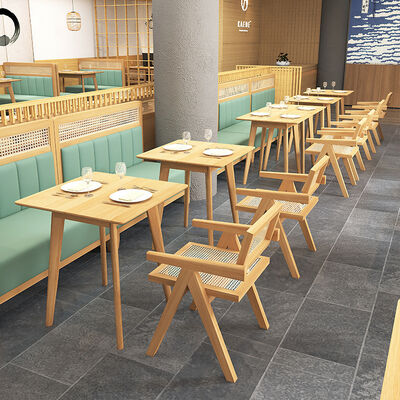 ভালো দাম আধুনিক রেস্টুরেন্ট বুথ সিটিং ক্যাফে শপ ডাইনিং সেট সলিড কাঠ রটান সোফা চেয়ার অনলাইন