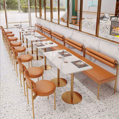 ভালো দাম Light Luxury Adult Restaurant Dining Table Combination Iron Metal Single Chair and Bench Sofa অনলাইন