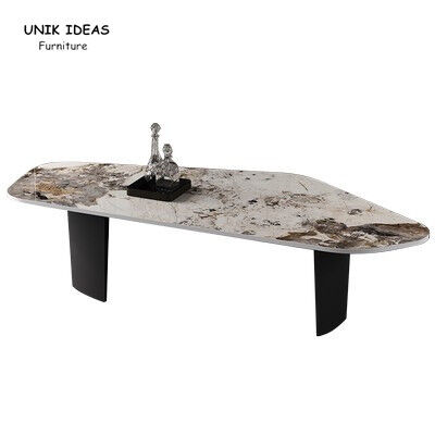 ভালো দাম Black  White Marble Stone Top Coffee Table Sets Stainless Steel L140xW60xH38cm অনলাইন