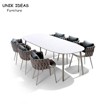 ভালো দাম Rattan Outdoor Wicker Dining Chairs With Arms Waterproof Patio Rope Woven  200cm অনলাইন