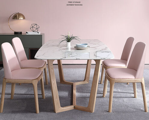ভালো দাম 180cm Marble White Luxury Dining Table And Chairs 4 Seater 6 Pieces Minimalist অনলাইন