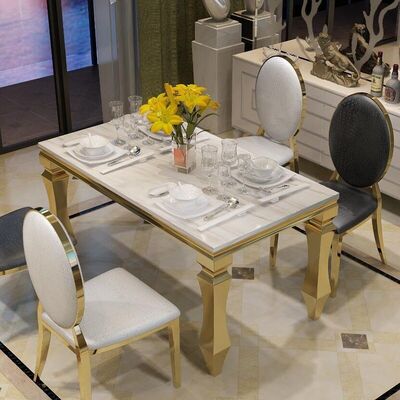 ভালো দাম Garden Home Luxury Dining Table And Chairs 240cm 120cm 140cm 6 Seater  Marble অনলাইন