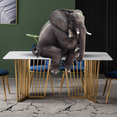 ভালো দাম Marble Effect Luxury Dining Table And Chairs White With Stainless Steel Leg UK-KD006 অনলাইন