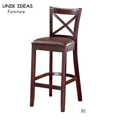 ভালো দাম Breakfast Wooden Bar Stools With Backs Wood Counter Height Chairs 41x46x116cm অনলাইন