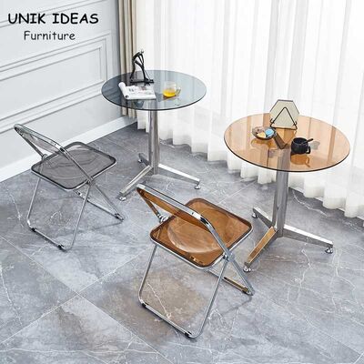 ভালো দাম Pub Small Bistro Glass Table And Chairs Set 4 Seater Crystal Acrylic Folding অনলাইন