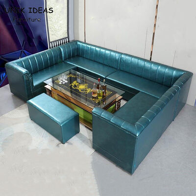 ভালো দাম 3 Piece Faux Leather U Shaped Sectional Couch With Chaise Blue Round Corner অনলাইন