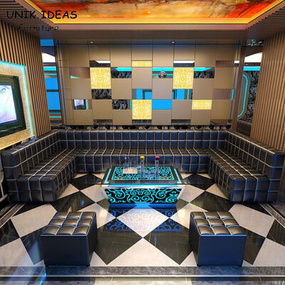 ভালো দাম 11  10 Seater Blue Black U Shaped Sectional Sofa With Recliners Led Cube Table অনলাইন