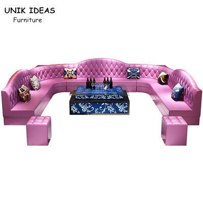 ভালো দাম Button Tufted Club Lounge Sofa Leather Chesterfield U Shaped Sectional With Sleeper অনলাইন