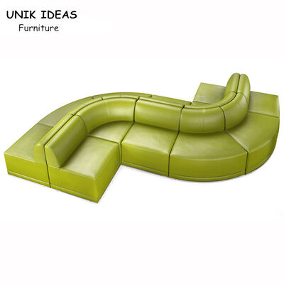 ভালো দাম 4 Seater Club Lounge Sofa Grey U Shaped   Gray S Arc Shape Vintage Style Restaurant অনলাইন