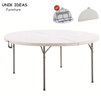 ভালো দাম Six Foot 8 Foot Folding White Round Plastic Banquet Table For 10 Seater Outdoor অনলাইন