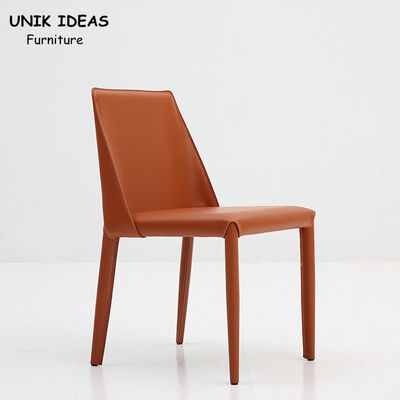 ভালো দাম Modern Grey Leather Metal Frame Dining Chairs 17 Inch 43.18CM Seat Height Home অনলাইন