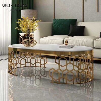 ভালো দাম 80x45cm Family Room Entertainment Luxury Center Tables Marble Stainless Steel Frame অনলাইন
