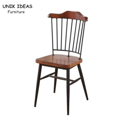 ভালো দাম euro style Nordic Dining Chair Retro Solid Wood High Back Metal Bar 85cm অনলাইন