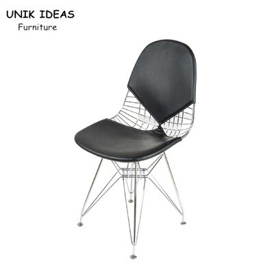 ভালো দাম Iron Black Metal Frame Dining Chairs PU Leather Garden Comfy Indoor Outdoor অনলাইন