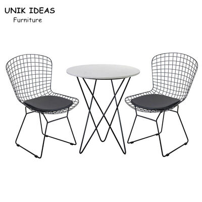 ভালো দাম Wire Metal Frame Dining Chairs And Table With Leather Cushion Black UK-LM006 অনলাইন