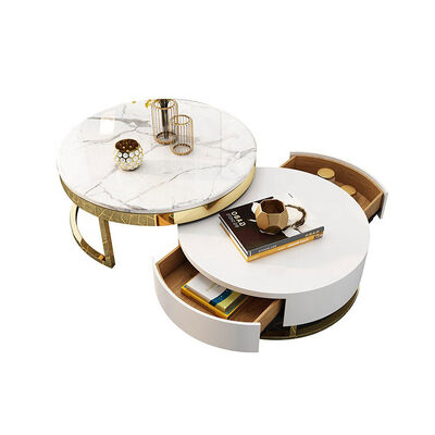 ভালো দাম Modern Home Luxury Coffee Center Tables Round Marble With Storage অনলাইন