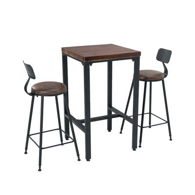 ভালো দাম Unique Wooden Bistro Bar Tables Cafe Square 60x60 High Dining Table Set অনলাইন