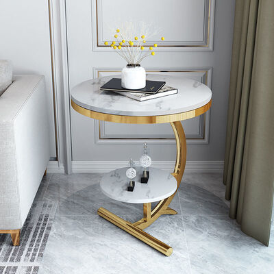 ভালো দাম OEM Luxury Marble Center Tables Double Layer Gold White Sofa Side Table অনলাইন