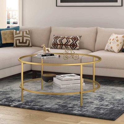 ভালো দাম Durable Round Glass Coffee Table Living Room Furniture 17