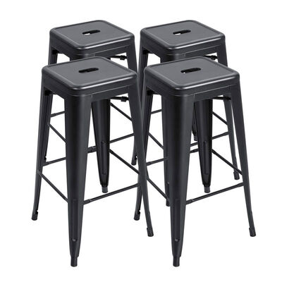ভালো দাম Iron High Foot Bar Chair Industrial Stackable Bar Stool Black Seater অনলাইন