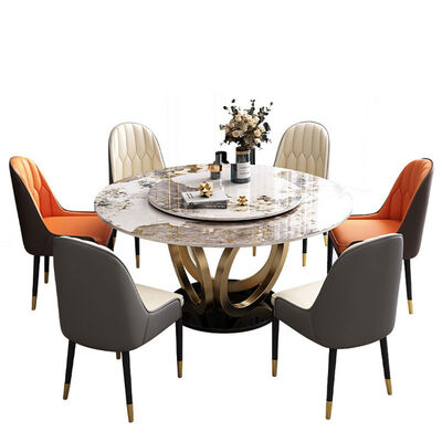 ভালো দাম High Level Dining Table Set 6 Chairs With Rotating Centre Hotel Table অনলাইন
