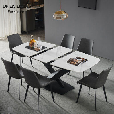 ভালো দাম White Luxury Dining Table And Chairs 150cm 140cm 130CM 160cm 6 Seats Extended অনলাইন